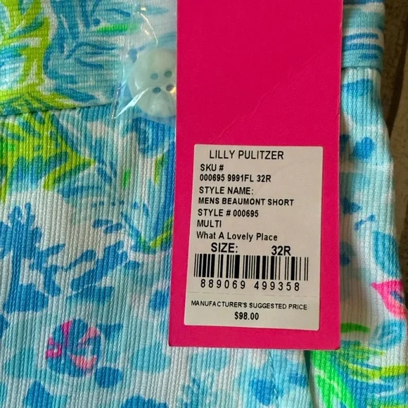 Lilly Pulitzer Tropical Print Shorts - Blue and Pink - Picture 2 of 2
